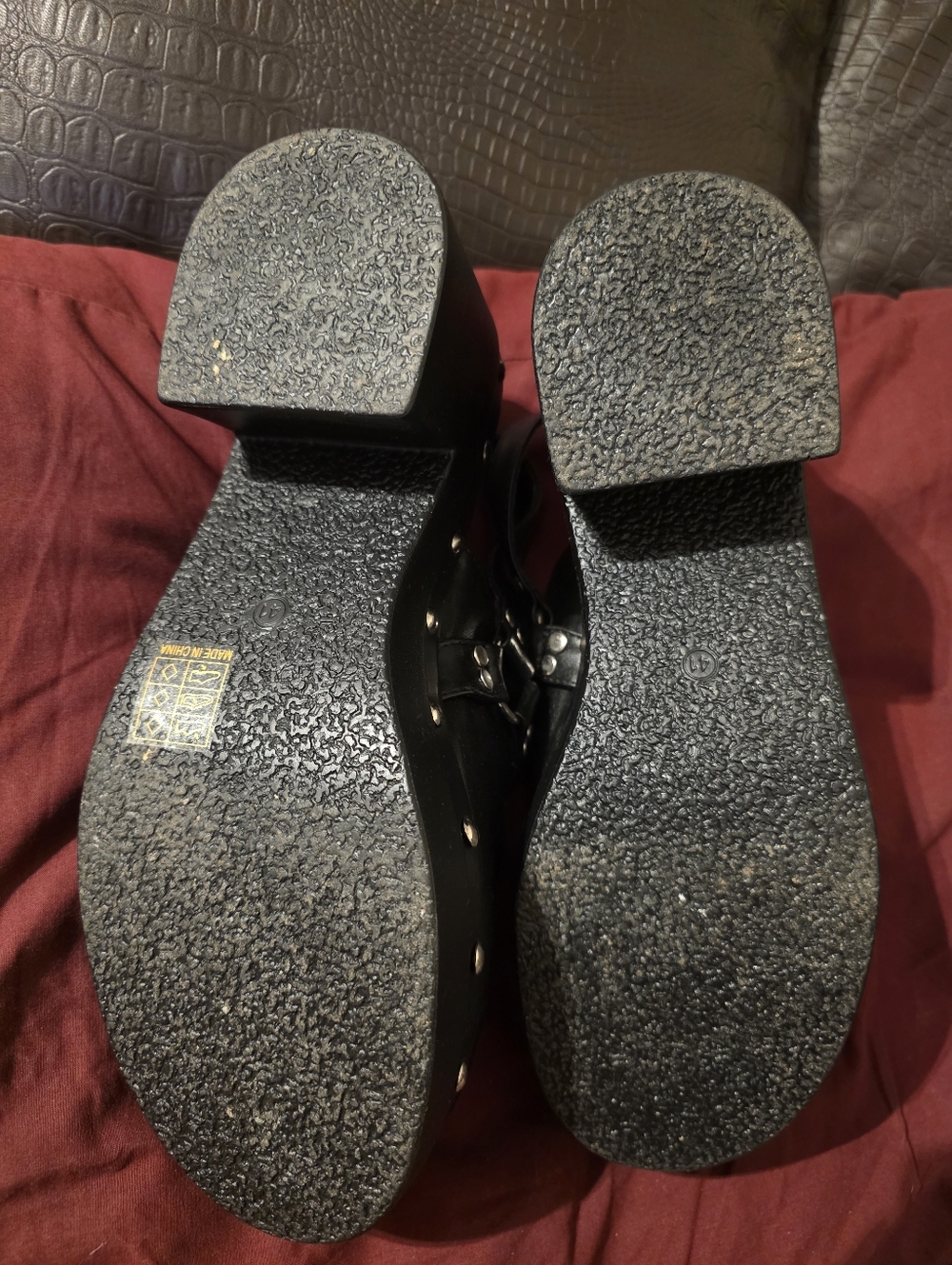 Black Studded Slingback Platform Clogs - Picture 3 of 4
